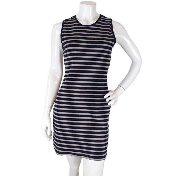 Aritzia Wilfred Free Black and Grey Striped Sleeveless Knit Tube Dress - Picture 3 of 8